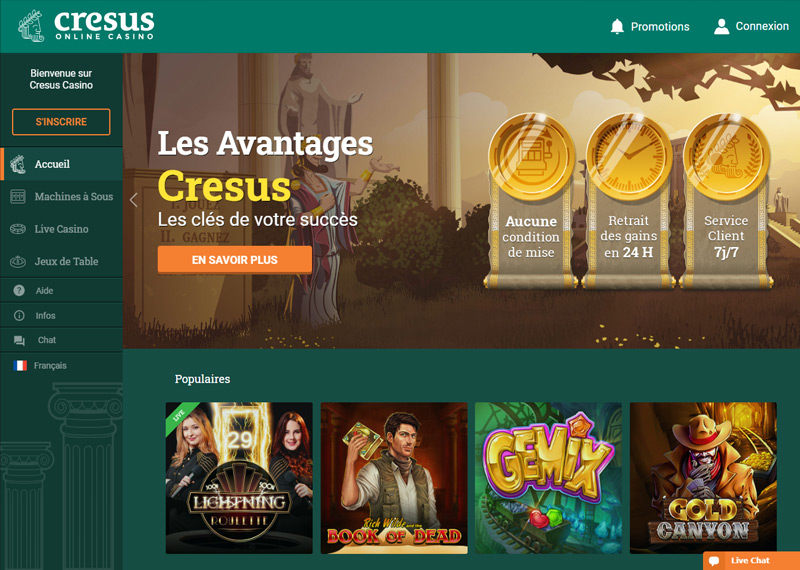 Jouer sur le casino en ligne Cresus