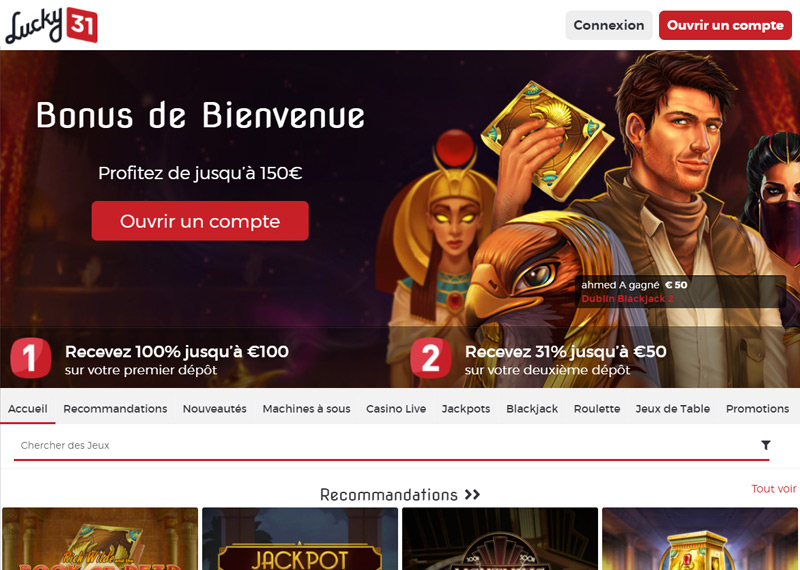 Jouer sur le casino en ligne Lucky 31