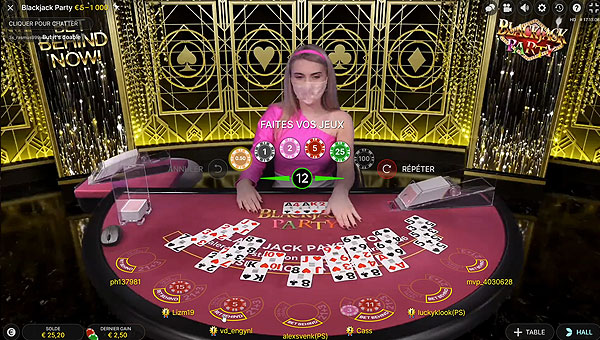 Jouer au Blackjack en live entre amis sur le Blackjack Party !