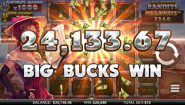 Gros gains argent jeu Big Bucks Bandits Megaways™
