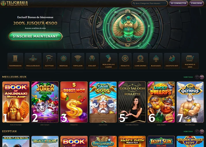 Casino en ligne Talismania : Profitez du Bonus de Bienvenue de 20% jusqu'à 500€ !