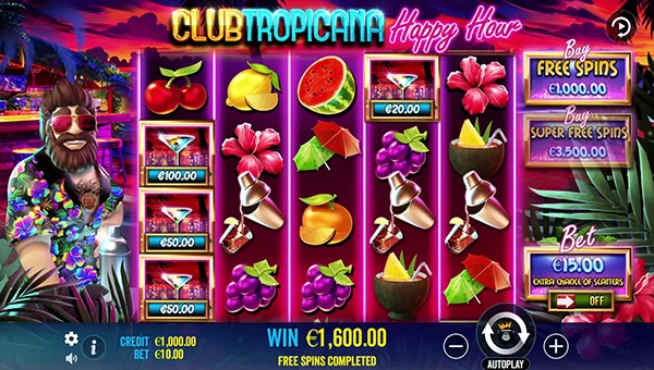 Club Tropicana Happy Hour - Gameplay machine à sous Pragmatic Play